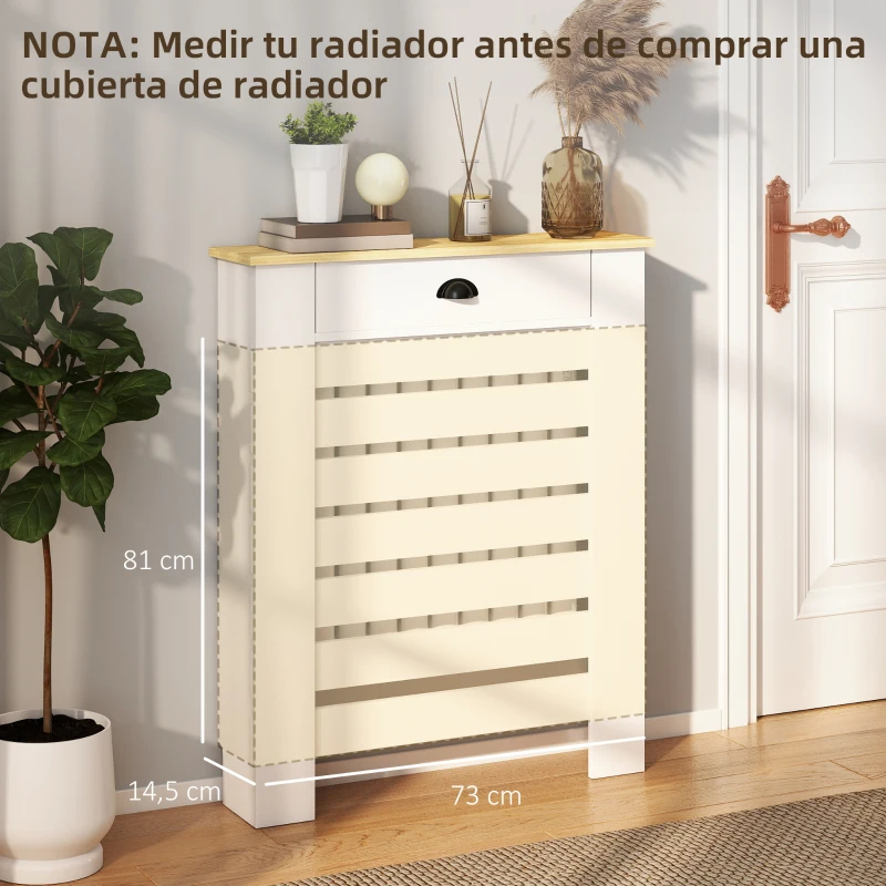 HOMCOM Cubre Radiadores de MDF con Cajón Cubierta para Radiador para Salón Dormitorio Pasillo 78x19x95,5 cm Blanco