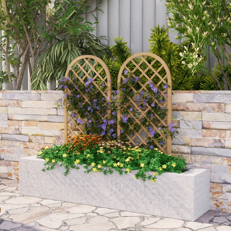 Outsunny Lot de 2 treillis en bois - panneau arc pour plantes grimpantes - dim. un panneau : 60L x 120H cm