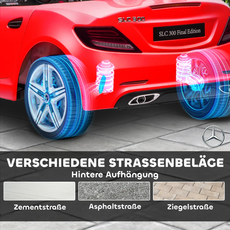 AIYAPLAY Kinder Elektrische Auto met LED-Koplampen, Veiligheidsgordel, Claxon, Muziek, 3-5 km/u, 3-6 Jaar, Rood(m-7)