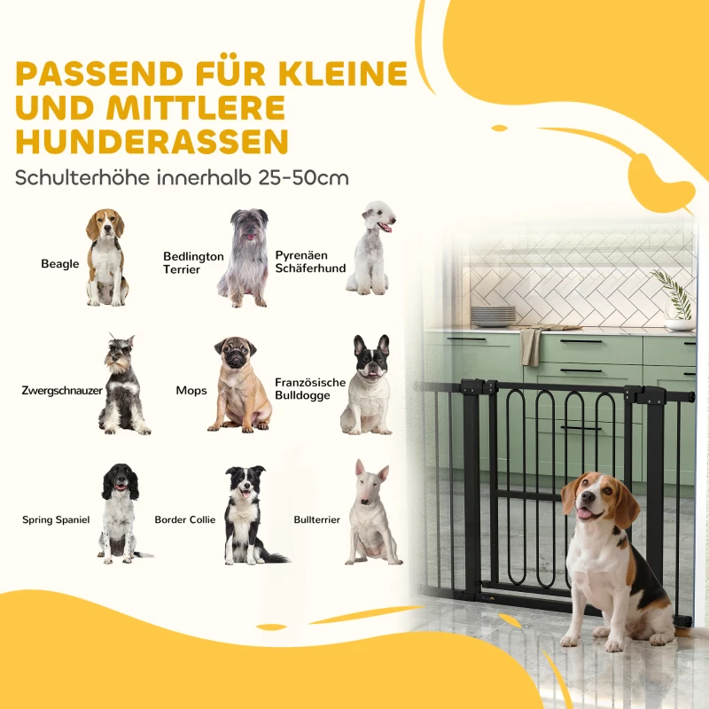 PawHut Türschutzgitter Hund, 76-104 cm Absperrgitter ohne Bohren, Treppengitter