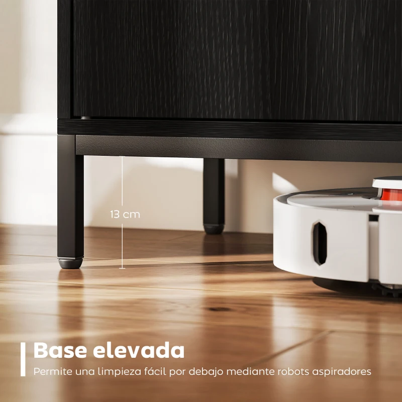 HOMCOM Aparador de Cocina Moderno Aparador para Salón con 2 Puertas Estante Ajustable y Base Elevada 80x40x90 cm Negro