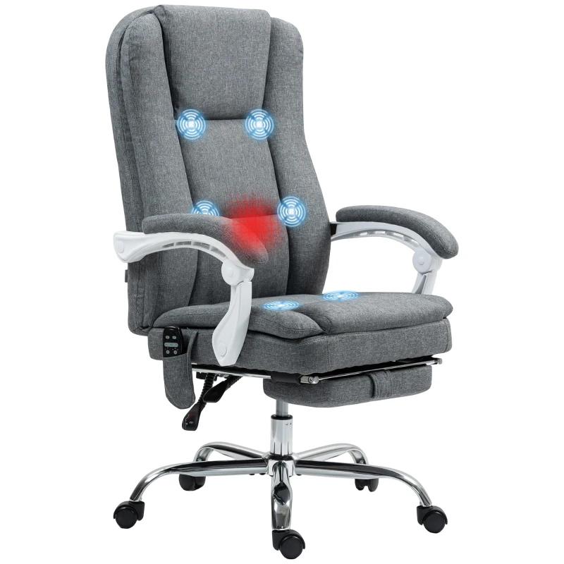 HOMCOM Six-Point Office Massage Chair, with Heat - Grey