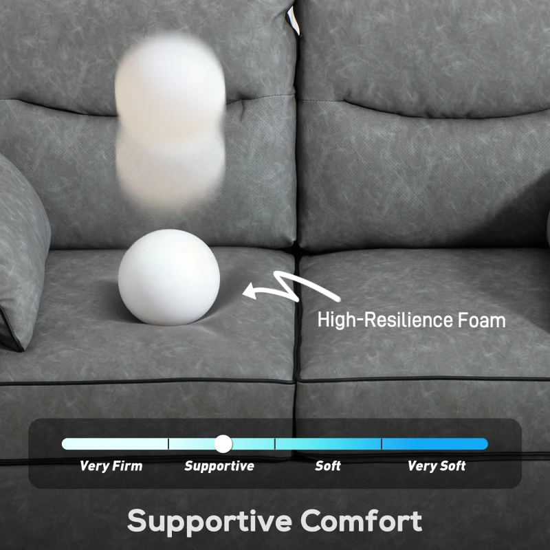 HOMCOM 2 Seater Sofa, Faux Leather Loveseat - Grey