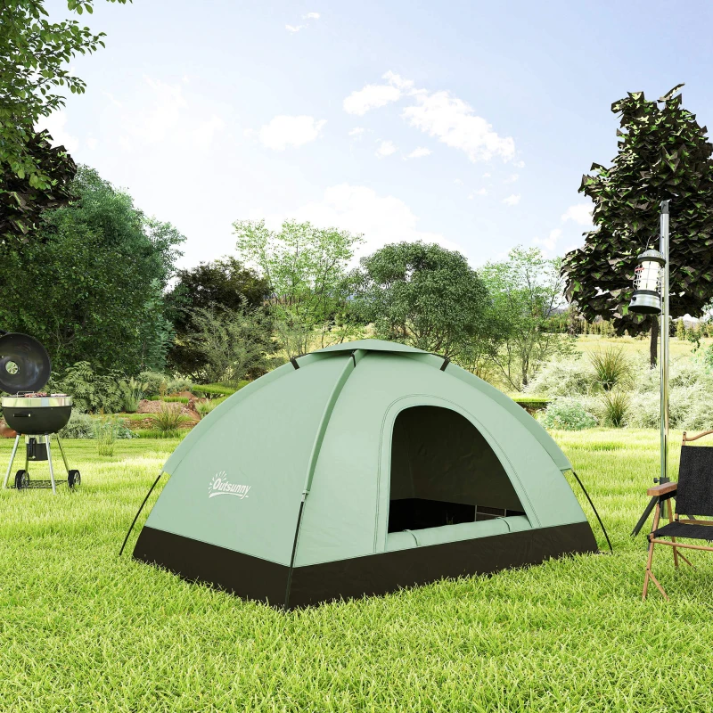 Outsunny Tente de camping 2 personnes camouflage tente dôme légère ventilée facile à monter avec portes zippées