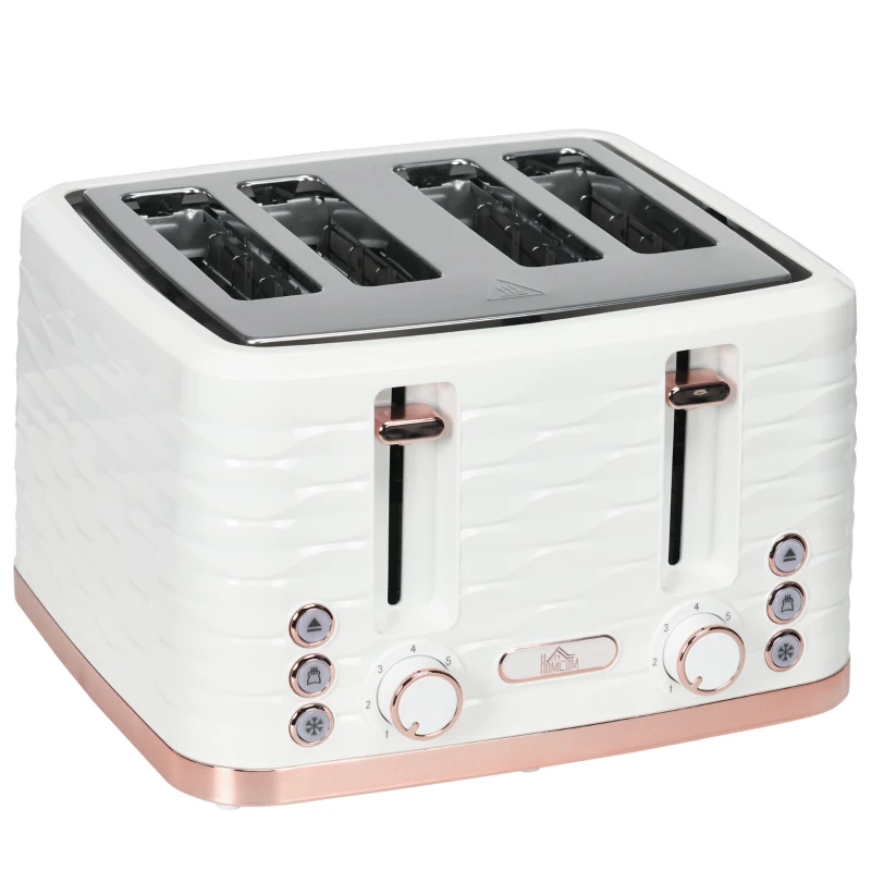 HOMCOM Four-Slice Rippled Toaster - White