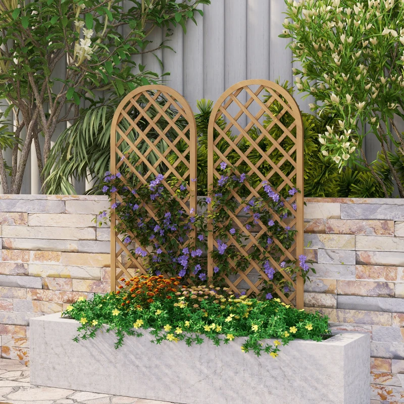 Outsunny Lot de 2 treillis en bois - panneau arc pour plantes grimpantes - dim. un panneau : 60L x 150H cm