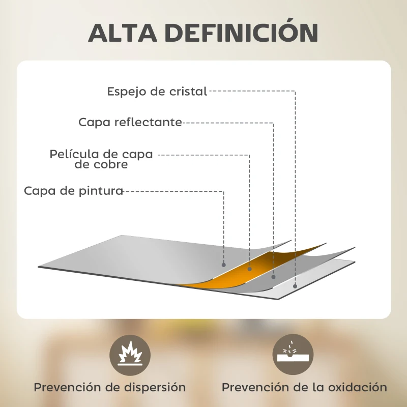 HOMCOM Espejo de Baño 70x90 cm Espejo de Pared Decorativo para Salón Entrada Pasillo Horizontal o Vertical Negro