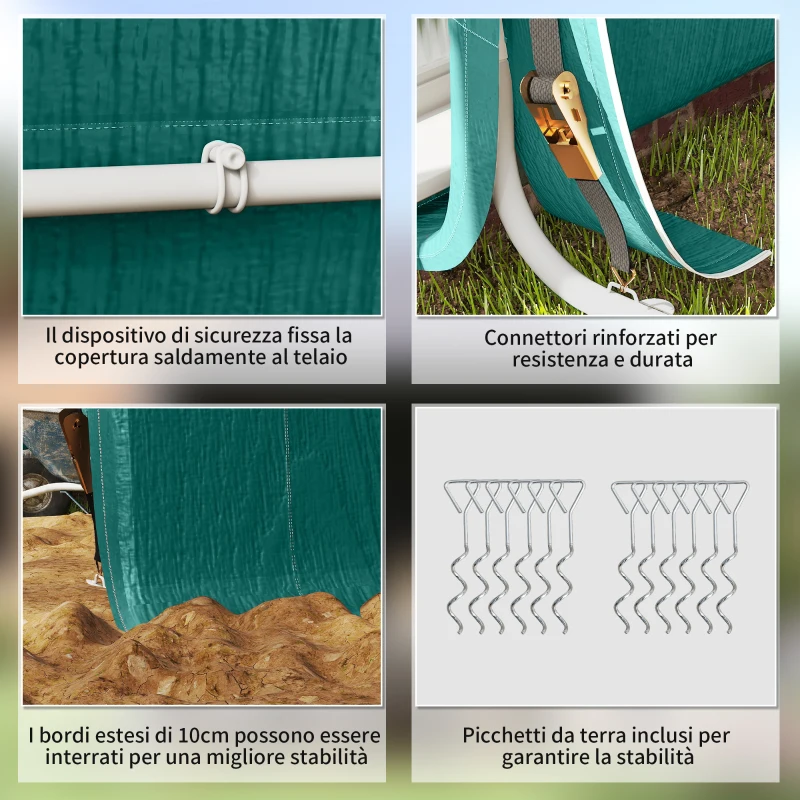 Outsunny Garage Moto per Esterno 2.4x2 m, Tenda Garage per Attrezzi in Metallo e Tessuto PE, per Moto e Biciclette, Verde