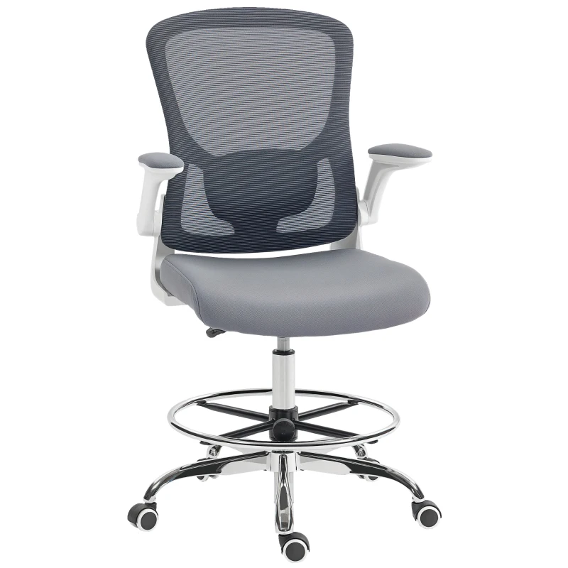 HOMCOM Draughtsman Chair, with Adjustable Lumbar - Charcoal Grey