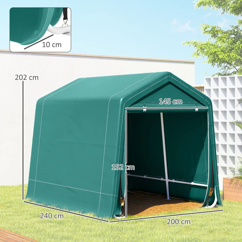 Outsunny Carpa de Jardín Exterior 2,4x2x2 m Cobertizo Exterior con 2 Puertas con Cremallera Impermeable Anti-UV Carpa Verde