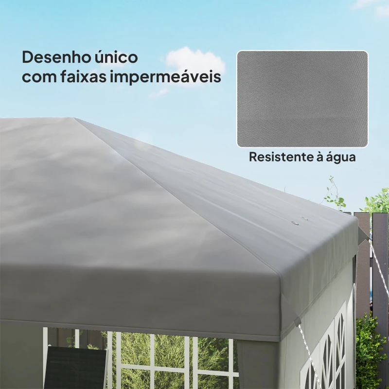 Outsunny Tenda Dobrável com 4 Paredes Laterais Amovíveis 4 Janelas e Bolsa de Transporte 585x295x270 cm Cinzento