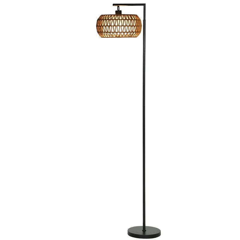 HOMCOM Boho Dimmable Floor Lamp - Black