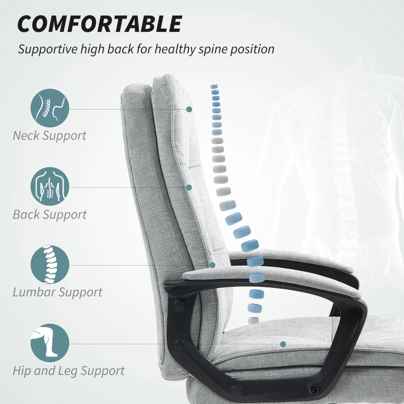 HOMCOM Linen-Look Double-Padded Office Chair - Grey