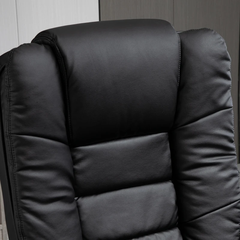 HOMCOM Fauteuil relax inclinable 135° grand confort pivotant 360° avec repose-pieds revêtement synthétique noir