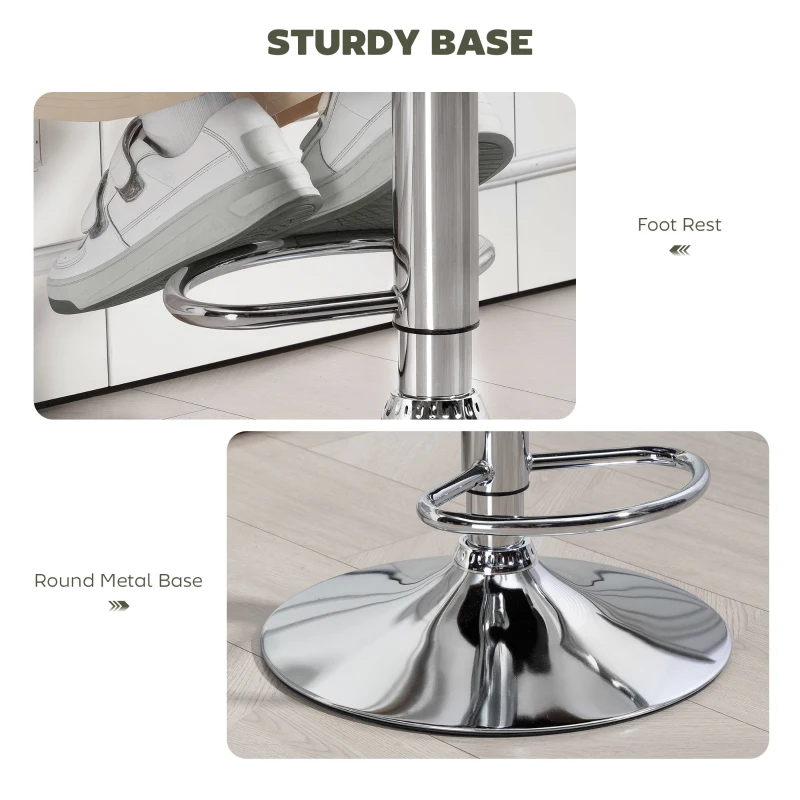 HOMCOM PU Leather Upholstered Swivel Bar Stool, Height Adjustable with Back, Armrest, Footrest, Green