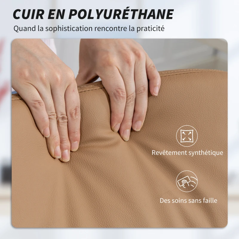 HOMCOM Chaise de bureau, fauteuil de bureau ergonomique, hauteur réglable, dossier haut, pivotant à 360°, 61x67,5x100cm marron