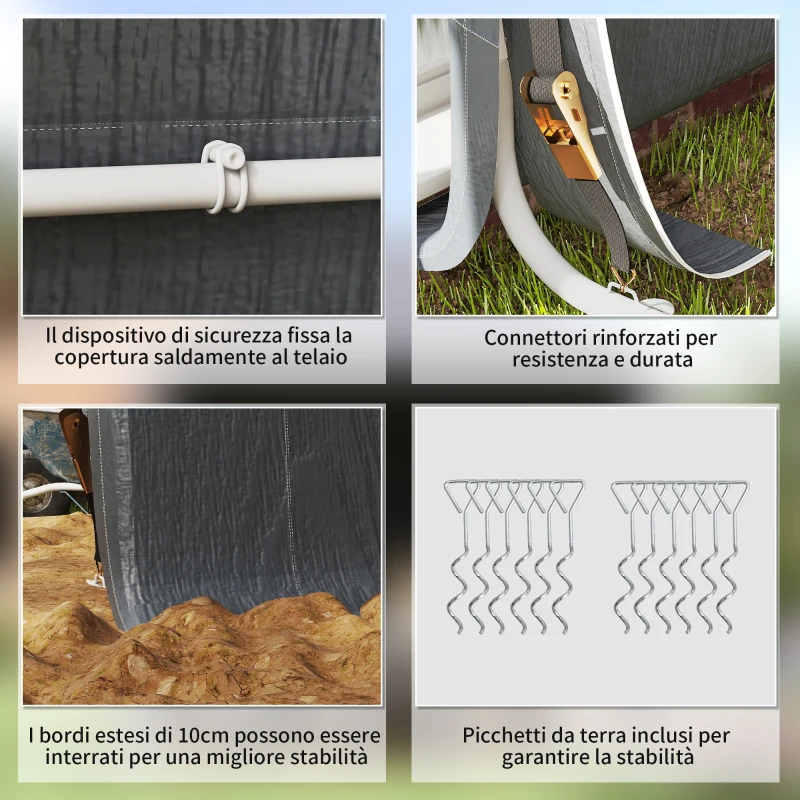 Outsunny Tenda Garage 2.4x2m per Veicoli e Biciclette in Metallo e Tessuto PE, Grigio Scuro