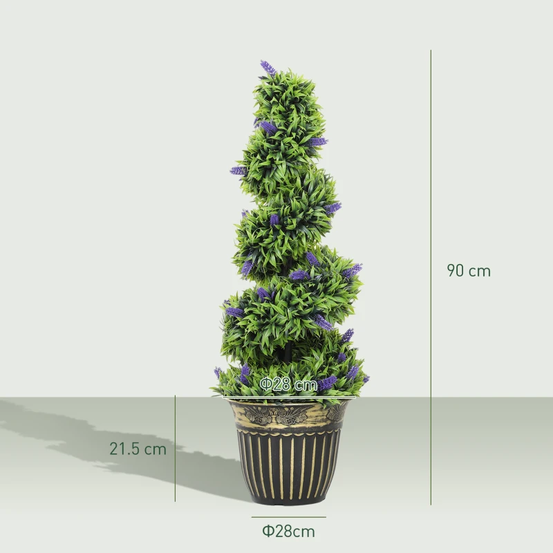 HOMCOM Set of Two 90cm Artificial Lavender Trees