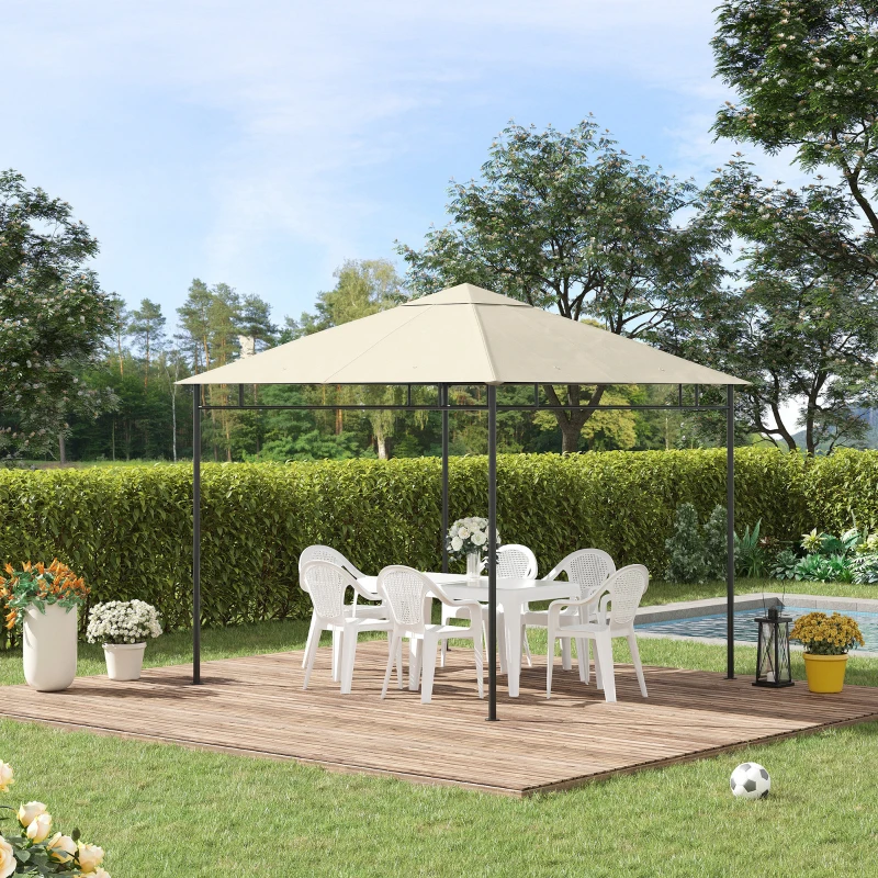 Outsunny Toile de rechange pour pavillon tonnelle tente toit de remplacement gazebo de jardin polyester 180 g/m² 3 x 3 m crème