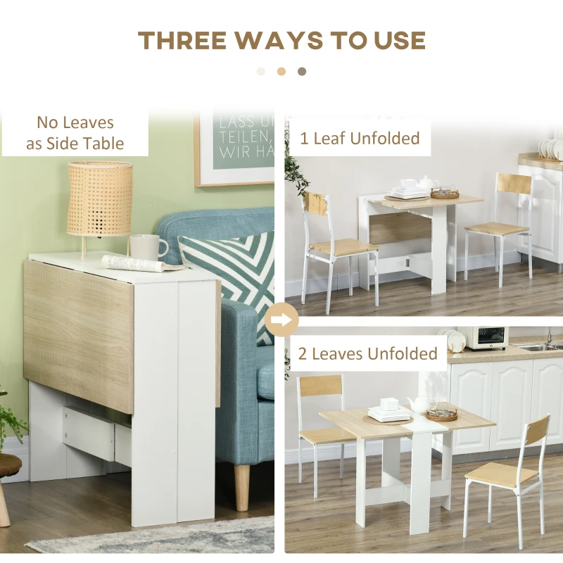 HOMCOM Particle Board Wooden Folding Dining Table Writing Computer Desk PC Workstation Space Saving Home Office Oak & White
