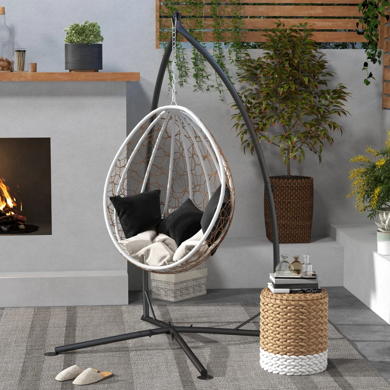 Outsunny Support pour Fauteuil Suspendu - Pied Fauteuil Suspendu, hauteur 215 cm - Charge Max. recommandée 150 Kg, métal noir