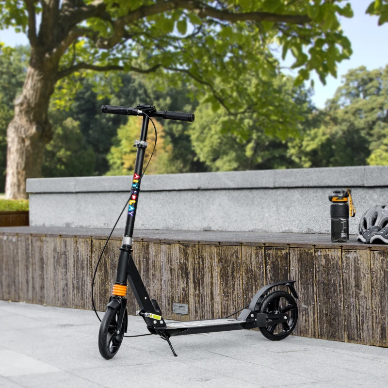 AIYAPLAY Trottinette enfants, trottinette pliable à 2 roues, guidon à 4 réglages en hauteur, 94 x 36 x 88-103 cm, noir