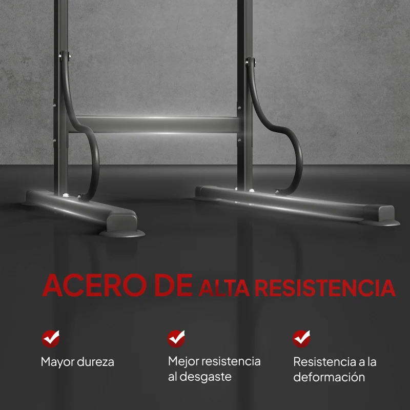 HOMCOM Barra de Dominadas Altura Regulable Estación de Fondos Resistente para Gimnasio en Casa Entrenamiento de Fuerza Negro