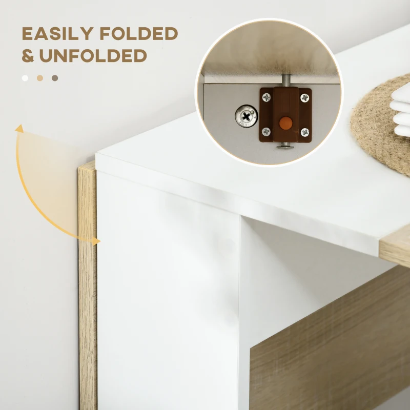 HOMCOM Particle Board Wooden Folding Dining Table Writing Computer Desk PC Workstation Space Saving Home Office Oak & White