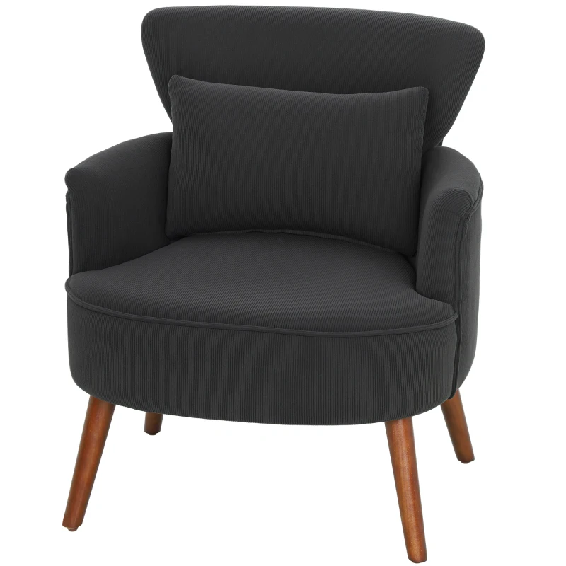 HOMCOM Corduroy Retro Accent Chair - Black