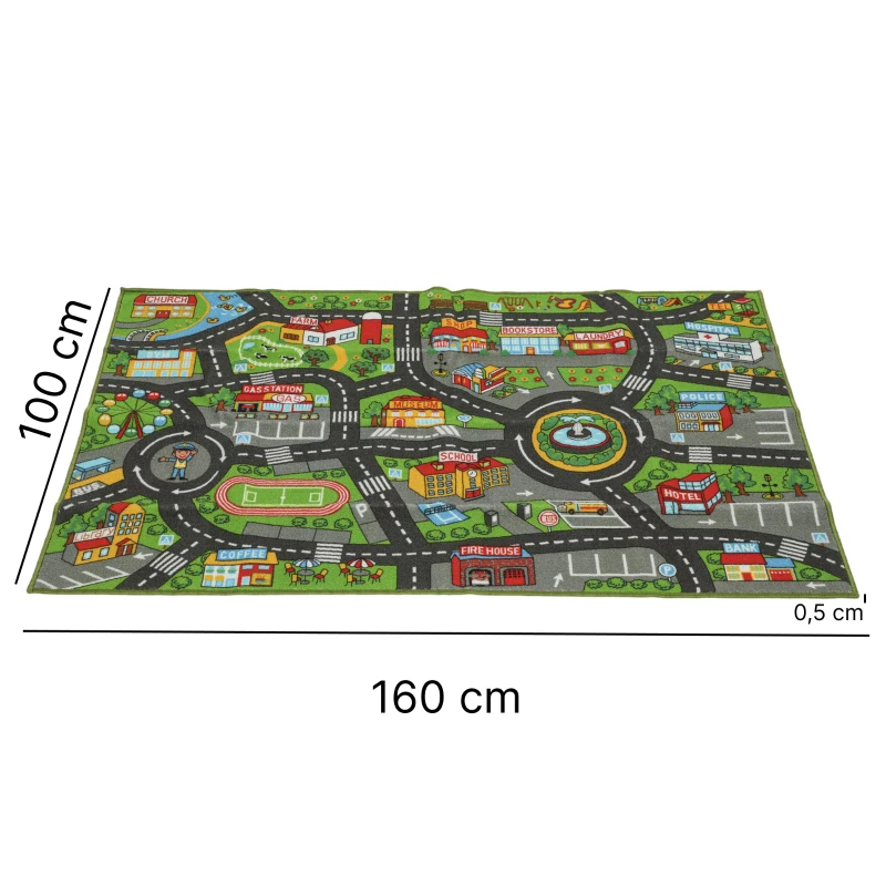 AIYAPLAY Tappeto per bambini Strada della città 160x100 cm Tappeto educativo antiscivolo per gattonare e giocare con macchinine