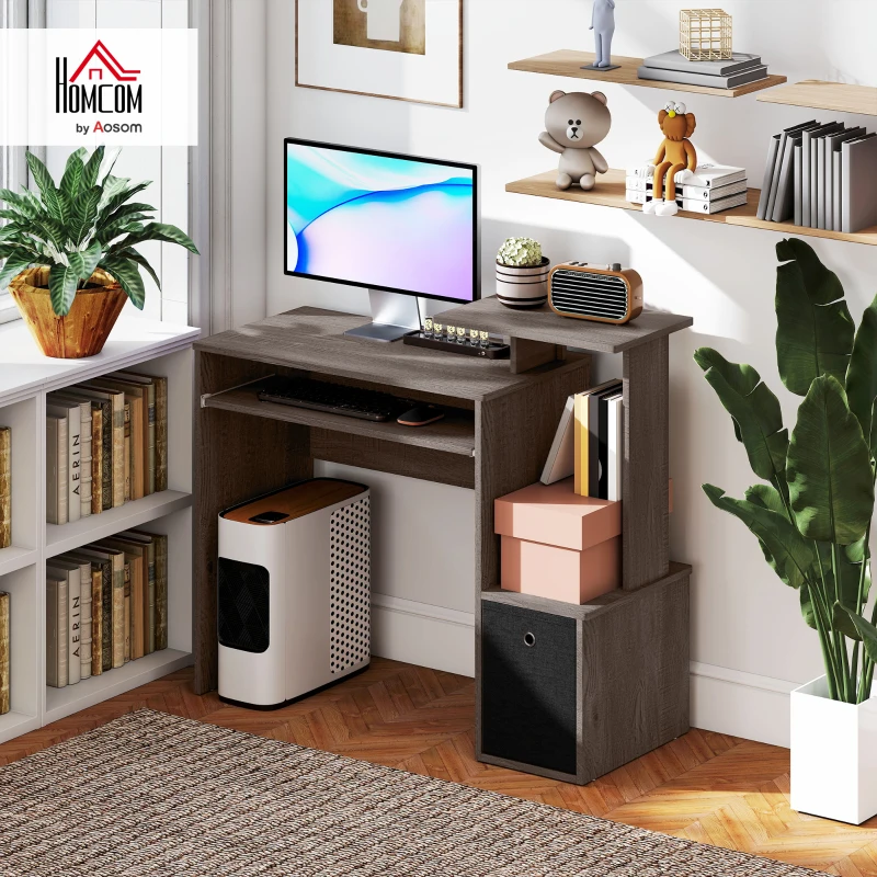 HOMCOM Particle Board Multi-Tier Computer Desk Grey