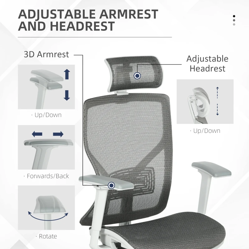 Vinsetto Ergonomic Office Chair Mesh Grey