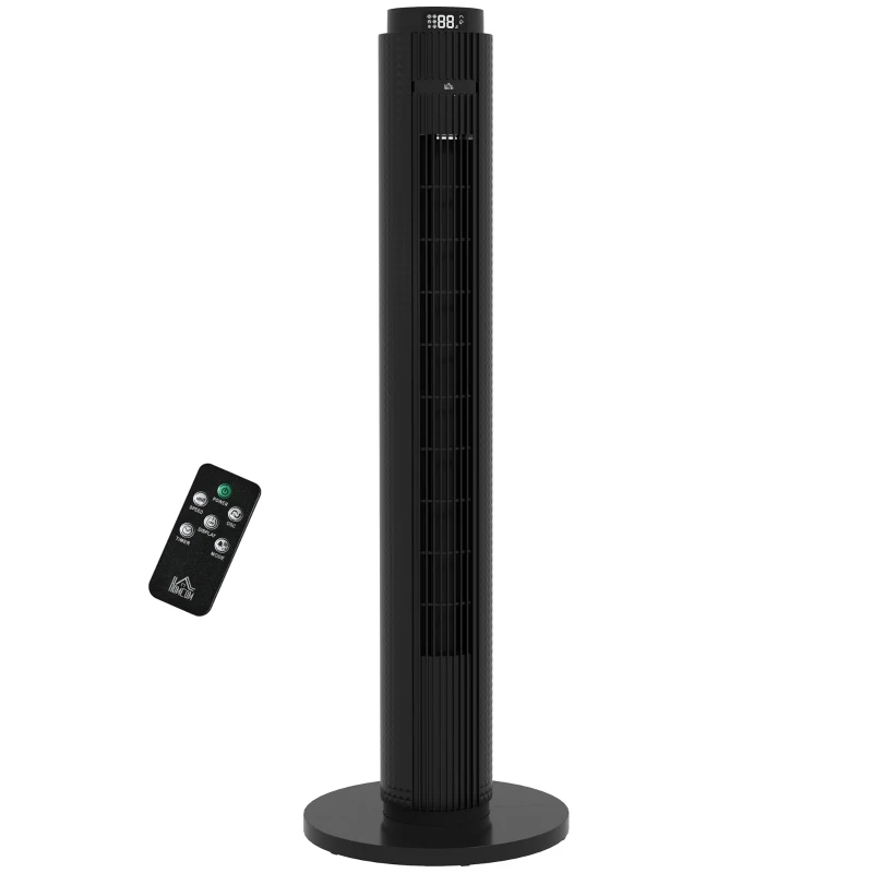 HOMCOM Ventilateur colonne minuterie 12 heures mode veille 4 modes et 3 vitesses oscillant 70° 31,5 x 31,5 x 96 cm noir