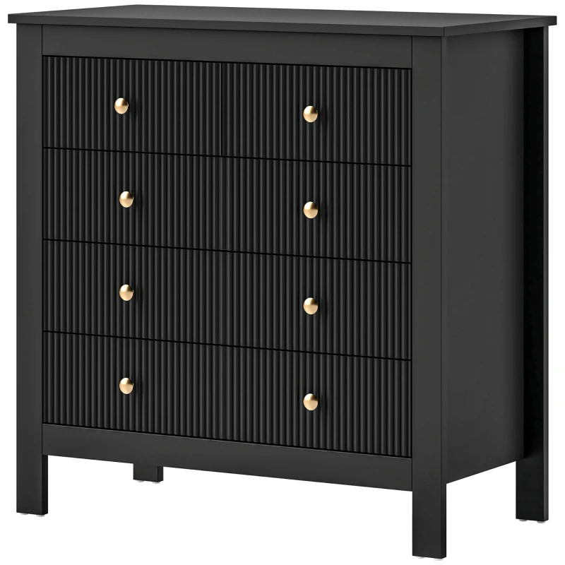 HOMCOM Elegant Chest of Five Drawers - Black