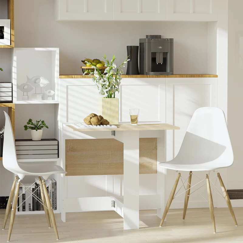 HOMCOM Particle Board Wooden Folding Dining Table Writing Computer Desk PC Workstation Space Saving Home Office Oak & White