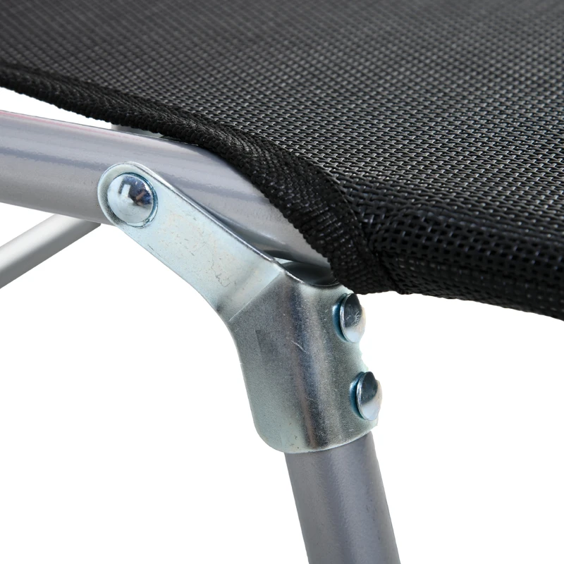 Outsunny Bain de soleil transat chaise longue inclinable pliable avec oreiller dossier réglable sur 5 niveaux noir