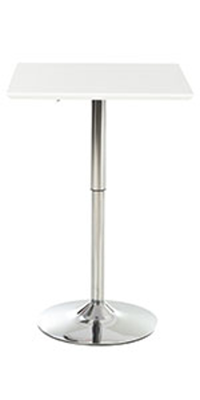 HOMCOM Square Height Adjustable Bar Table Counter Pub Desk with Metal Base for Home Bar, Dining Room, Kitchen, White