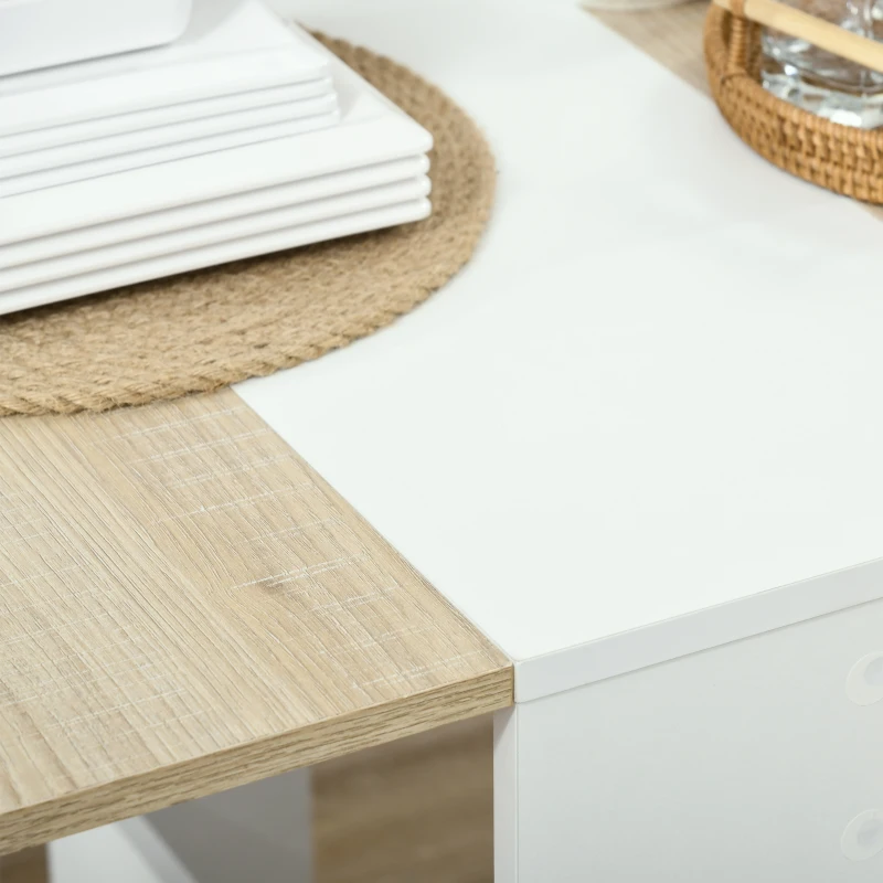 HOMCOM Particle Board Wooden Folding Dining Table Writing Computer Desk PC Workstation Space Saving Home Office Oak & White