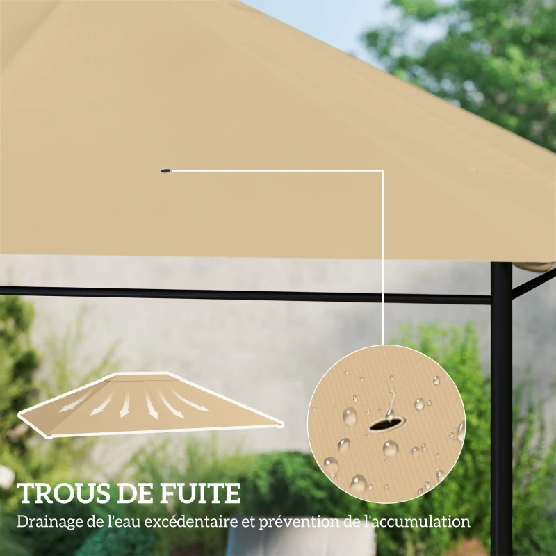 Outsunny Toile de remplacement pour pavillon tonnelle tissu polyester haute densité 180 g/m² anti-UV 3 x 4 m