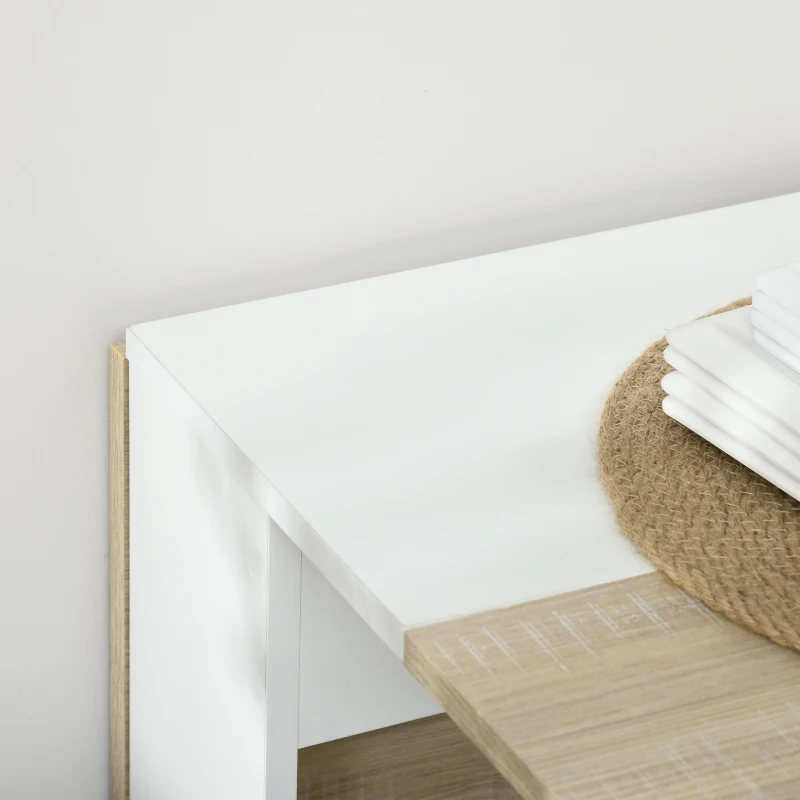 HOMCOM Particle Board Wooden Folding Dining Table Writing Computer Desk PC Workstation Space Saving Home Office Oak & White