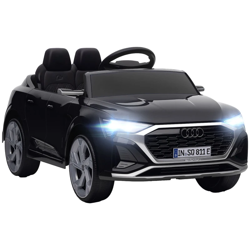AIYAPLAY Coche Eléctrico para Niños Audi Q8 etron sportback con Batería 12V Mando a Distancia Faros Bocina y Música Negro