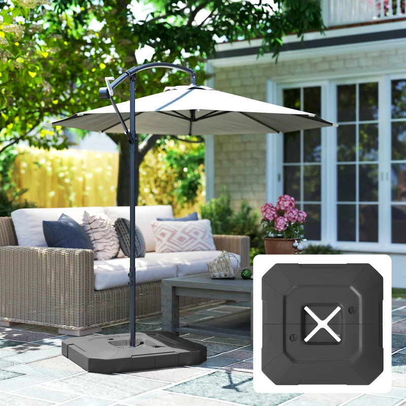 Outsunny 2-Piece Waterproof Umbrella Base Fillable Weights, Stand for Cantilever Parasol