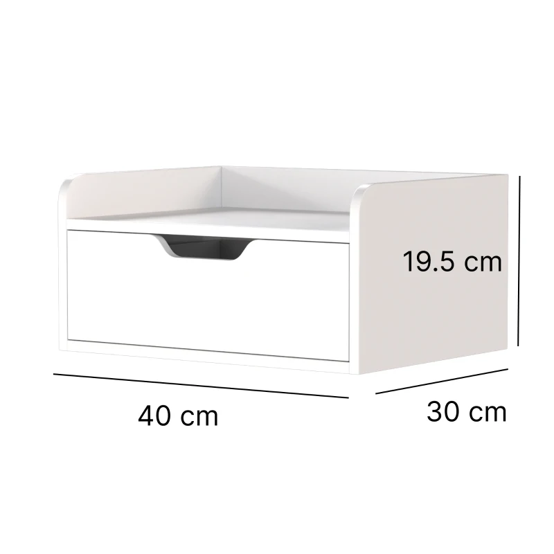 HOMCOM Floating Nightstands Set of 2, Wall Mounted Bedside Table with Drawer for Bedroom, White