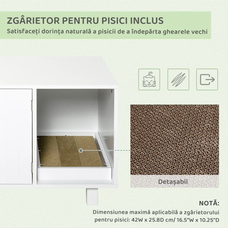 Pawhut Mobila Litiera Pisici – Lemn, cu 2 Usi & Accesorii