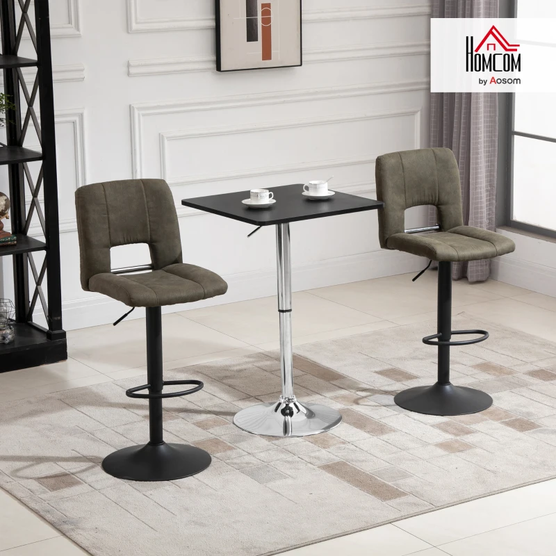 HOMCOM Modern Height Adjustable Counter Bar Table with 360° Swivel Tabletop and Electroplating Metal Base, Pub Desk for Living Room, Kitchen, Restaurant, Pub, Black and Silver