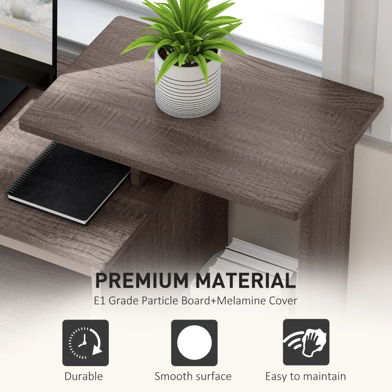 HOMCOM Particle Board Multi-Tier Computer Desk Grey