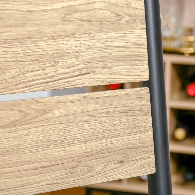 HOMCOM 3 Pieces Compact Dining Table 2 Chairs Set Wooden Metal Legs Bistro cafe Kitchen Breakfast Bar Home Furniture, Light Wood Grain