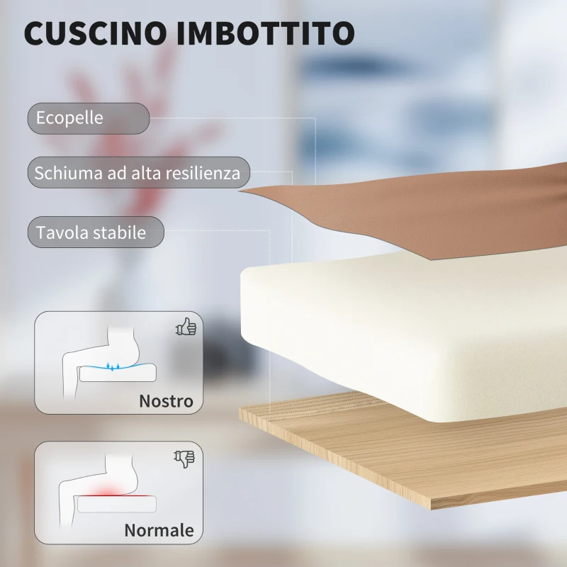 HOMCOM Sedia da Ufficio Reclinabile in Finta Pelle con Poggiapiedi e Rotelle, 65x67x111-119 cm, Marrone