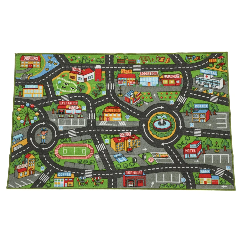 AIYAPLAY Tappeto per bambini Strada della città 160x100 cm Tappeto educativo antiscivolo per gattonare e giocare con macchinine