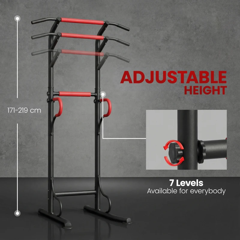 HOMCOM Steel Multi-Use Exercise Power Tower Station Adjustable Height w/ Grips